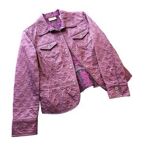 Romantic quilted velvet jacket M plum swirl snap cottagecore western vintage